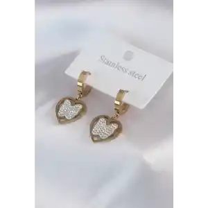 316L Çelik Gold Renk Kelebek Model Zirkon Taş Detay Kadın Küpe