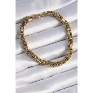 316L Çelik Gold Renk Kral Zincir Model Erkek Bileklik