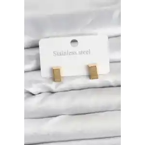 316L Çelik Gold Renk Külçe Altın Model Kadın Küpe