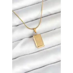 316L Çelik Gold Renk Külçe Altın Model Kolye