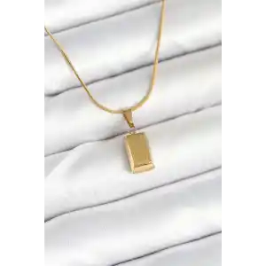 316L Çelik Gold Renk Mini Külçe Altın Model Kolye