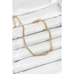 316L Çelik Gold Renk Örgü Burgu Zincir Erkek Bileklik