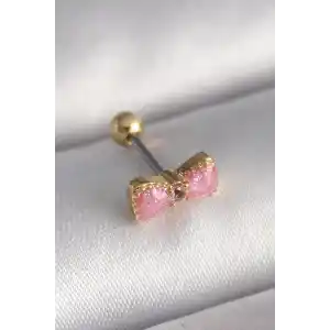316L Çelik Gold Renk Pembe Fiyonk Model Tragus Piercing