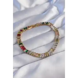 316L Çelik Gold Renk Renkli Su Yolu Tasarımlı Bileklik