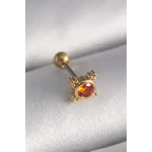 316L Çelik Gold Renk Turuncu Zirkon Taşlı Tragus Piercing