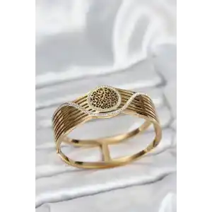 316L Çelik Gold Renk Yaşam Ağacı Modelli Kadın Kelepçe Bileklik