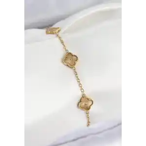 316L Çelik Gold Renk Yonca Kadın Bileklik