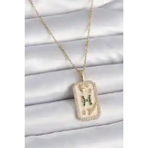 316L Çelik Gold Renk Zincir Balık Burcu Zirkon Taşlı Kadın Kolye