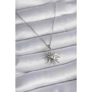 316L Çelik Gold Renk Zincir Güneş Figür Kadın Kolye