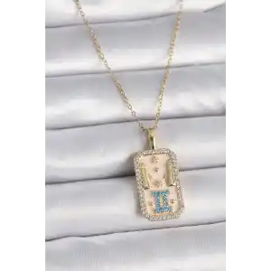 316L Çelik Gold Renk Zincir İkizler Burcu Zirkon Taşlı Kadın Kolye