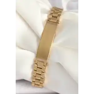 316L Çelik Gold Renk Zincir Künye Model Erkek Bileklik
