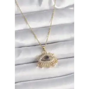 316L Çelik Gold Renk Zincir Zirkon Taşlı Göz Model Kadın Yüzük