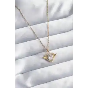 316L Çelik Gold Renk Zincir Zirkon Taşlı Kalp Model Kadın Kolye