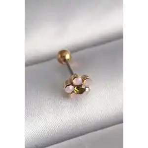 316L Çelik Gold Renk Zirkon Taşlı Çiçek Tragus Piercing