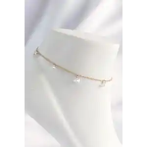 316L Çelik Gold Renk Zirkon Taşlı Halhal