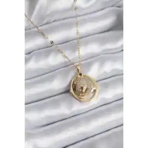 316L Çelik Gold Renk Zirkon Taşlı Jaguar Model Kadın Kolye