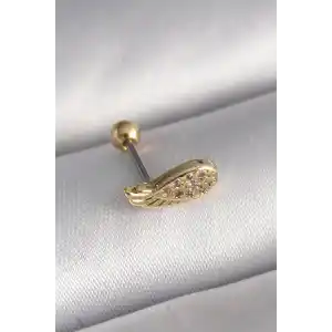 316L Çelik Gold Renk Zirkon Taşlı Kanat Tragus Piercing