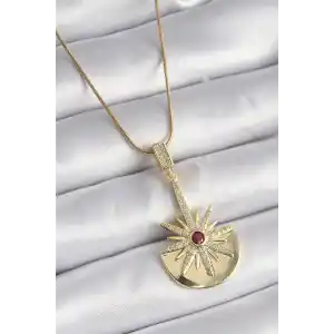 316L Çelik Gold Renk Zirkon Taşlı Yıldız Model Kadın Kolye