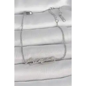 316L Çelik Gümüş Renk Atatürk İmza Model Kadın Bileklik