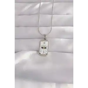 316L Çelik Gümüş Renk Beyaz Mineli Göz Figür Tarot Kolye