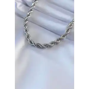 316L Çelik Gümüş Renk Burgu Model 45 cm Kadın Kolye