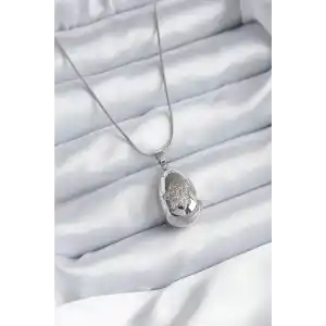 316L Çelik Gümüş Renk Damla Model Yıldız İşleme Zirkon Taş Detay Kadın Kolye