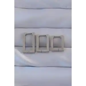 316L Çelik Gümüş Renk Dikdörtgen Küpe Seti