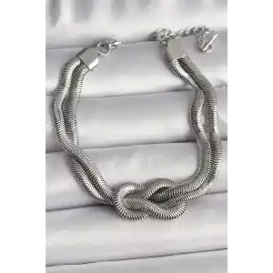 316L Çelik Gümüş Renk Düğüm Model Kadın Bileklik