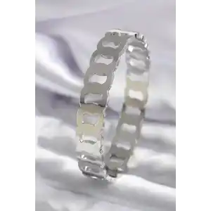 316L Çelik Gümüş Renk Geçme Halka Model Kadın Kelepçe