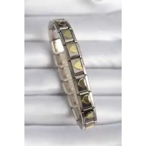 316L Çelik Gümüş Renk Gold Kalp İşleme Nomination Charm Bileklik