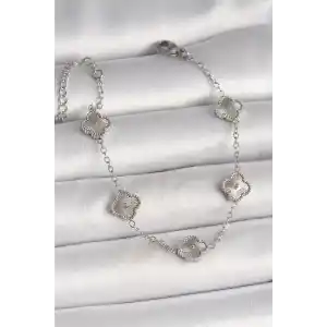 316L Çelik Gümüş Renk İşlemeli Baby Boy Yonca Model Kadın Bileklik