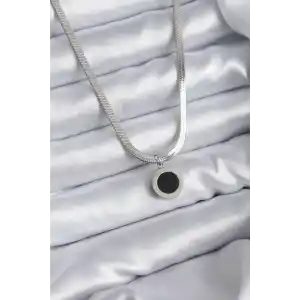 316L Çelik Gümüş Renk İtalyan Zincir Model İşleme Detay Kadın Kolye