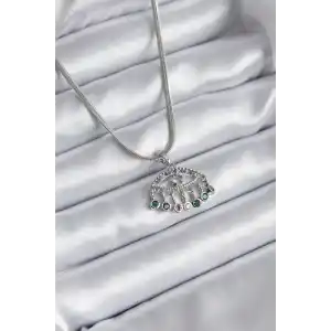 316L Çelik Gümüş Renk İtalyan Zincir Zirkon Taşlı Göz Figür Kadın Kolye