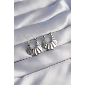 316L Çelik Gümüş Renk Kabartmalı Görünüm Küpe