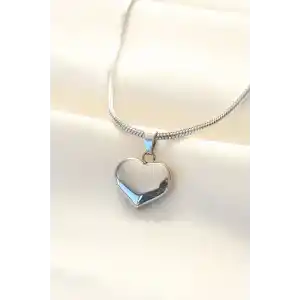 316L Çelik Gümüş Renk Kalp Kolye