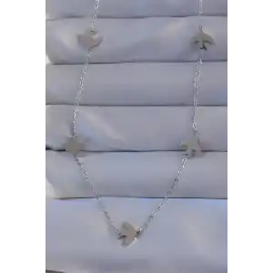 316L Çelik Gümüş Renk Kuş Model Kolye