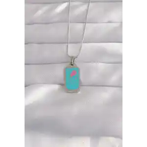 316L Çelik Gümüş Renk Mavi Mineli Tarot Kolye