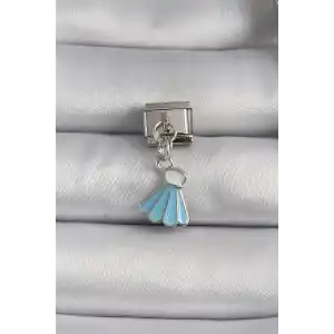 316L Çelik Gümüş Renk Mavi Renk Sallantı Elbise Model Nomination Charm