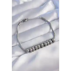 316L Çelik Gümüş Renk Oval Figürlü Bileklik