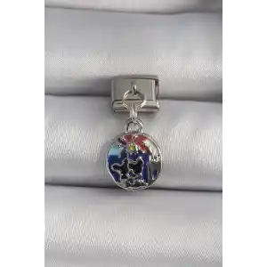 316L Çelik Gümüş Renk Sallantı Dünya Model Nomination Charm