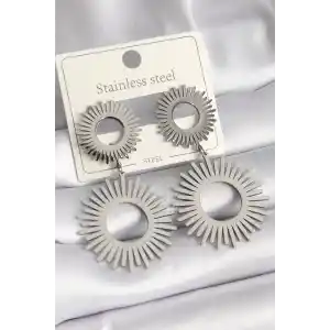 316L Çelik Gümüş Renk Sallantı Güneş Model Kadın Küpe
