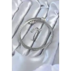 316L Çelik Gümüş Renk Sarmal Model Erkek Bileklik Yüzük Kombini