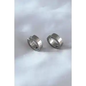 316L Çelik Gümüş Renk Sıkıştırmalı Erkek Küpe
