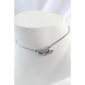 316L Çelik Gümüş Renk Simli Kelebek Model Kadın Halhal