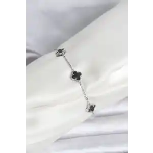 316L Çelik Gümüş Renk Siyah Baby Boy Yonca Bileklik