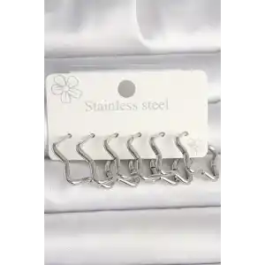 316L Çelik Gümüş Renk Yıldız Model Kadın Küpe Seti