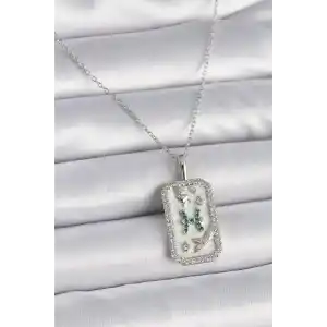 316L Çelik Gümüş Renk Zincir Balık Burcu Zirkon Taşlı Kadın Kolye