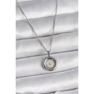 316L Çelik Gümüş Renk Zincir Gümüş Renk Altın Model Kadın Kolye