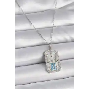 316L Çelik Gümüş Renk Zincir İkizler Burcu Zirkon Taşlı Kadın Kolye