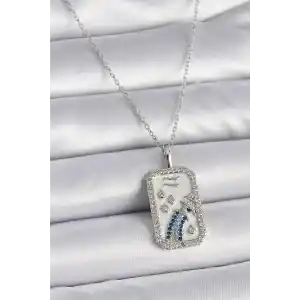 316L Çelik Gümüş Renk Zincir Kova Burcu Zirkon Taşlı Kadın Kolye